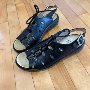 Volks Walkers Leather Sandal Black Size 39